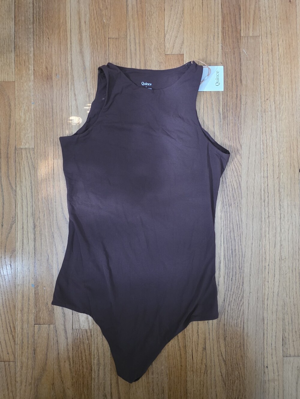 Quince Second Skin Women’s High-Neck One-Piece Bodysuit in Brown - Picture 4 of 4